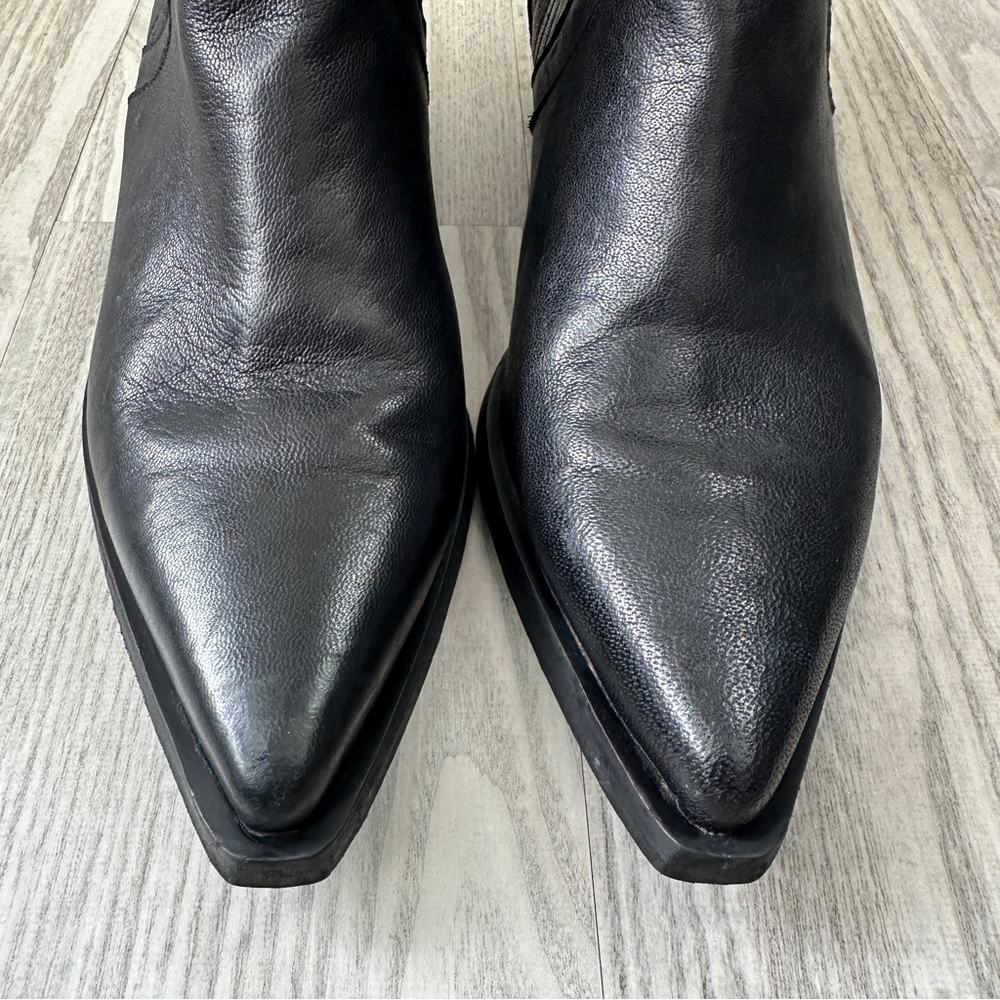 Emanuele Crasto Black Leather Western Ankle Boots 40 9 - Picture 7 of 14